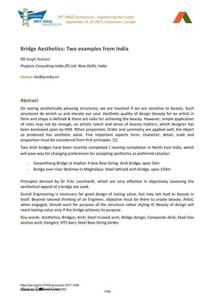  Bridge Aesthetics: Two examples from India