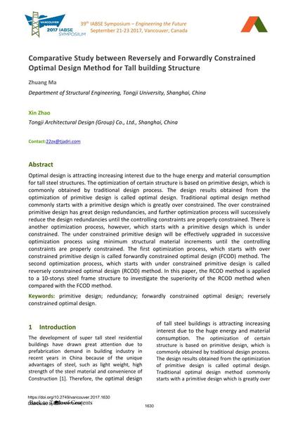  Comparative Study between Reversely and Forwardly Constrained Optimal Design Method for Tall building Structure