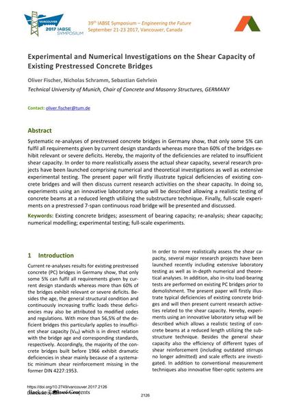  Experimental and Numerical Investigations on the Shear Capacity of Existing Prestressed Concrete Bridges