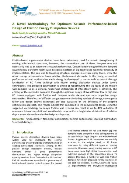 A Novel Methodology for Optimum Seismic Performance-based Design of Friction Energy Dissipation Devices