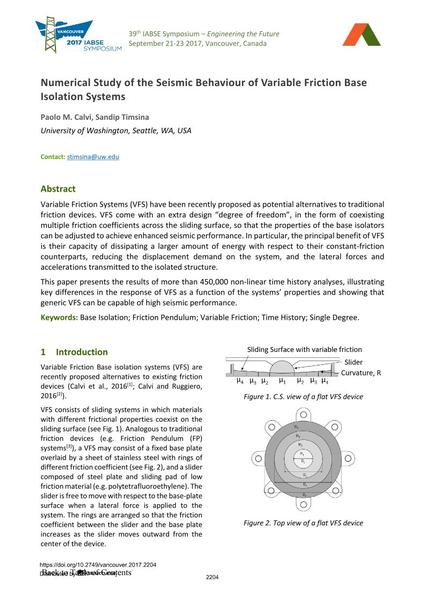  Numerical Study of the Seismic Behaviour of Variable Friction Base Isolation Systems