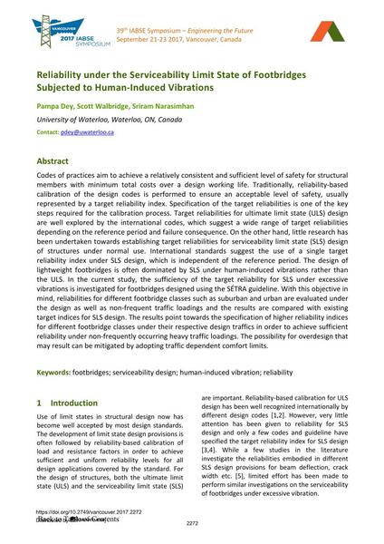  Reliability under the Serviceability Limit State of Footbridges Subjected to Human-Induced Vibrations