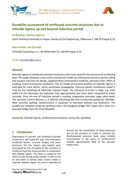  Durability assessment of reinforced concrete structures due to chloride ingress up and beyond induction period