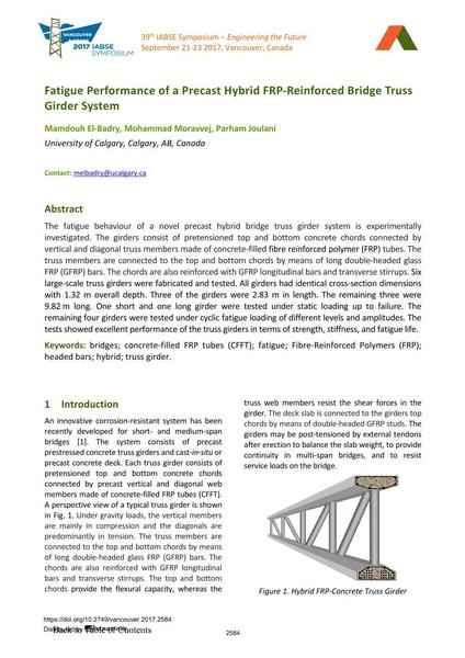  Fatigue Performance of a Precast Hybrid FRP-Reinforced Bridge Truss Girder System