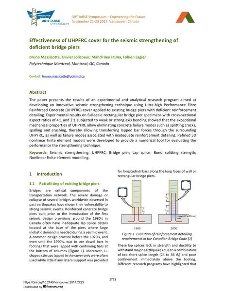  Effectiveness of UHPFRC cover for the seismic strengthening of deficient bridge piers