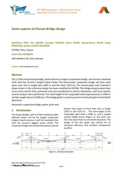  Some aspects of Chacao Bridge design