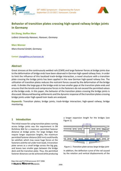  Behavior of transition plates crossing high-speed railway bridge joints in Germany