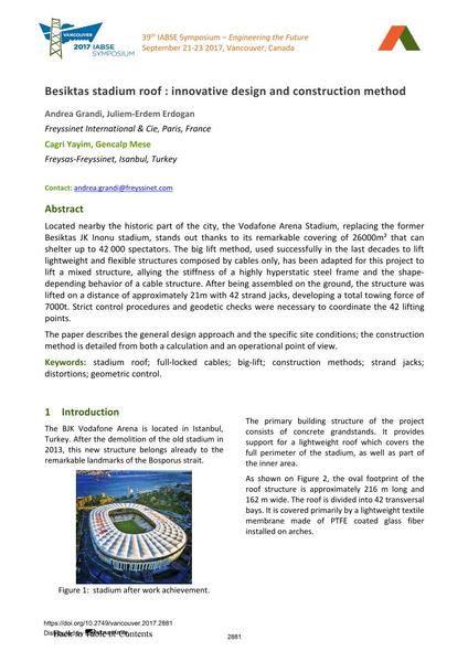  Besiktas stadium roof : innovative design and construction method