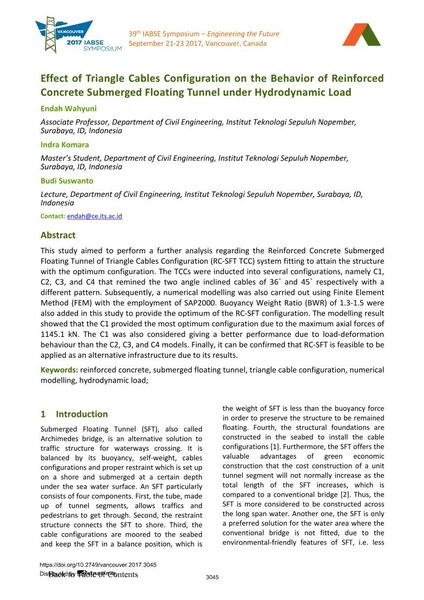  Effect of Triangle Cables Configuration on the Behavior of Reinforced Concrete Submerged Floating Tunnel under Hydrodynamic Load