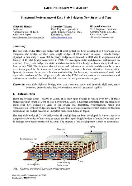  Strucural Performance of Easy Slab Bridge as New Structural Type