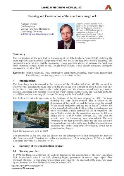  Planning and construction of the new Lauenburg lock
