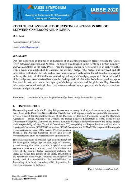  Structural Assesment of Existing Suspension Bridge between Cameroon and Nigeria