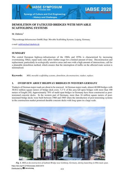  Demolition of Fatigued Bridges with Movable Scaffolding Systems