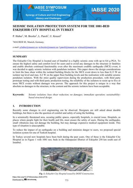 Seismic Isolation Protection System for the 1081-Bed Eskisehir City Hospital in Turkey
