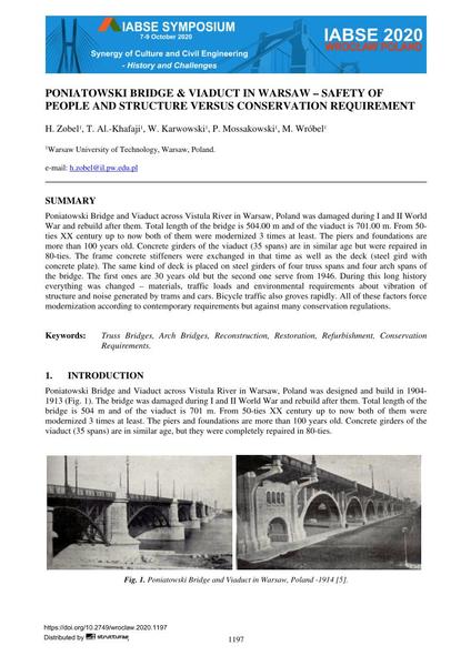  Poniatowski Bridge & Viaduct in Warsaw – Safety of People and Structure Versus Conservation Requirement