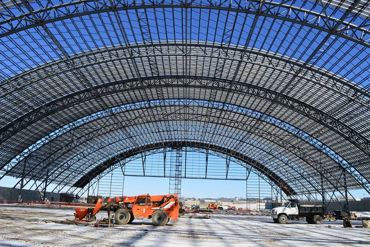 Media File No. 241327 DAYTON, Ohio – A general view of the museum's fourth building construction site on Feb. 5, 2015, in Dayton, Ohio. The 224,000 square foot building, which is scheduled to open to the public in 2016, is being privately financed by the Air Force Museum Foundation, a non-profit organization chartered to assist in the development and expansion of the museum's facilities