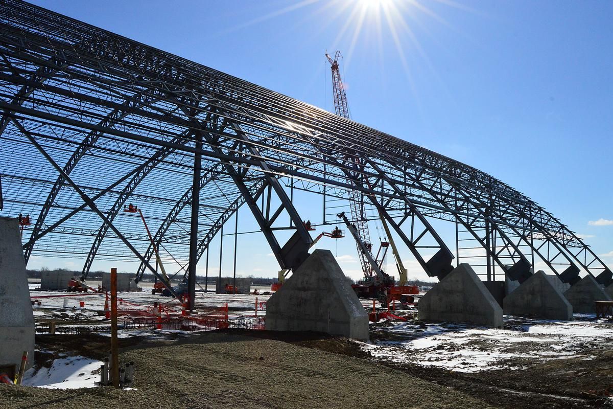 Media File No. 241328 DAYTON, Ohio – A general view of the museum's fourth building construction site on Feb. 5, 2015, in Dayton, Ohio. The 224,000 square foot building, which is scheduled to open to the public in 2016, is being privately financed by the Air Force Museum Foundation, a non-profit organization chartered to assist in the development and expansion of the museum's facilities