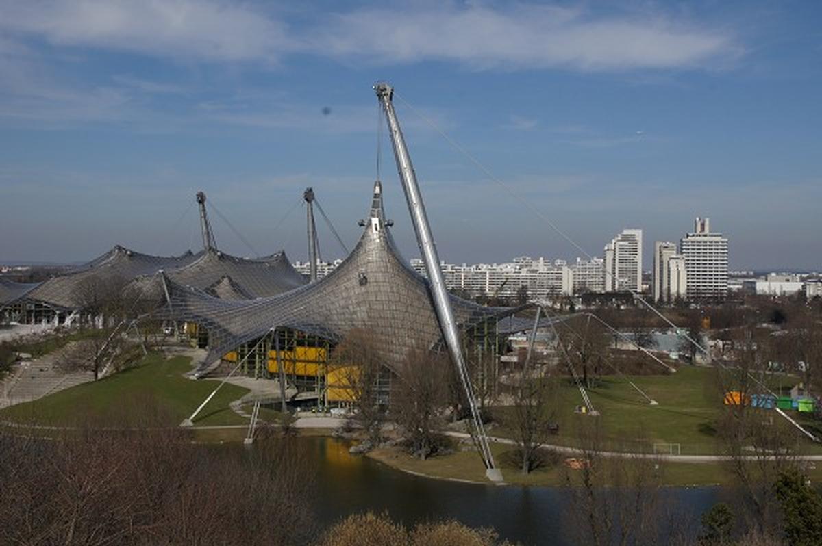 Olympic Summer Games 1972 – Olympiapark – Roof over the buildings of the Olympic Park – Olympia-Schwimmhalle 