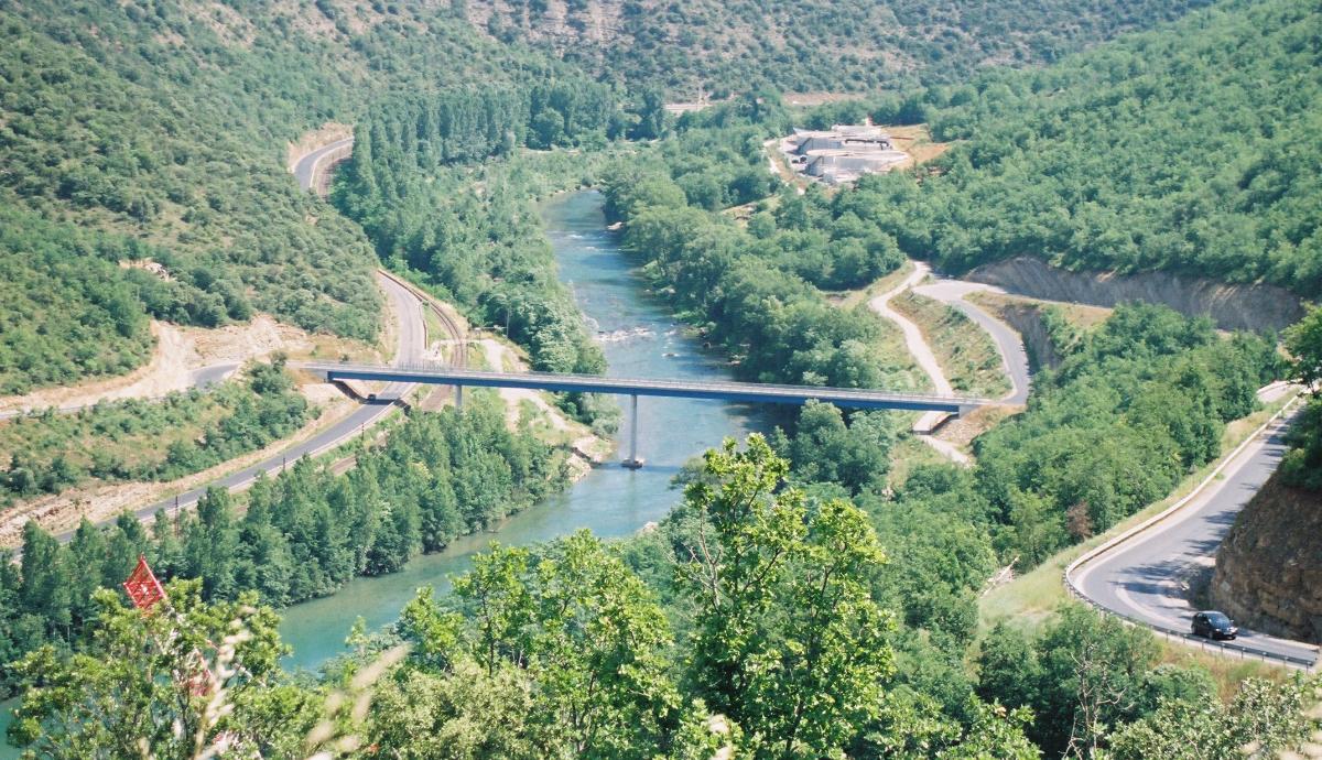 Behelfsbrücke für den Bau des Millau-Viaduktes 