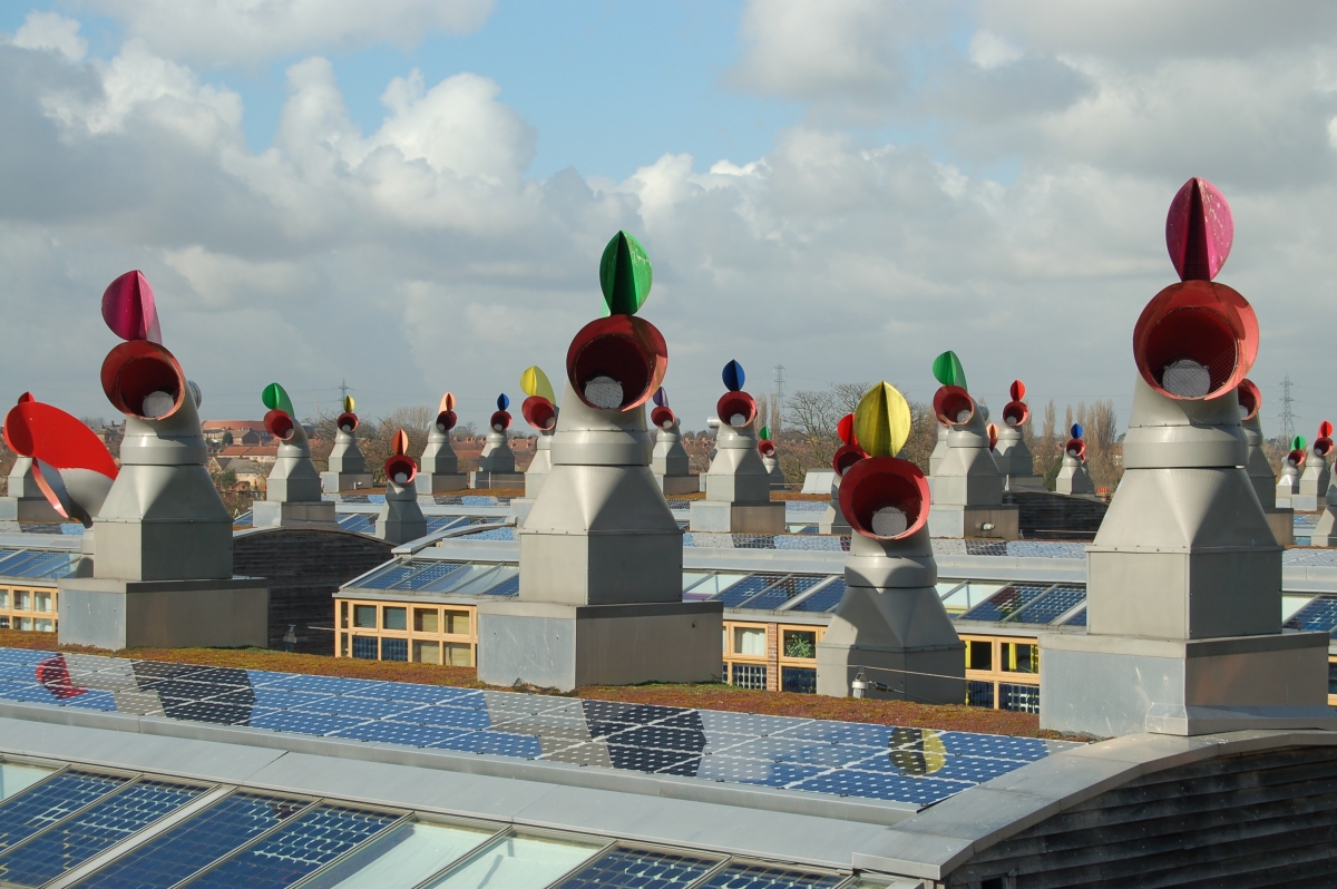 Roofs of the BedZED housing development, London Borough of Sutton 