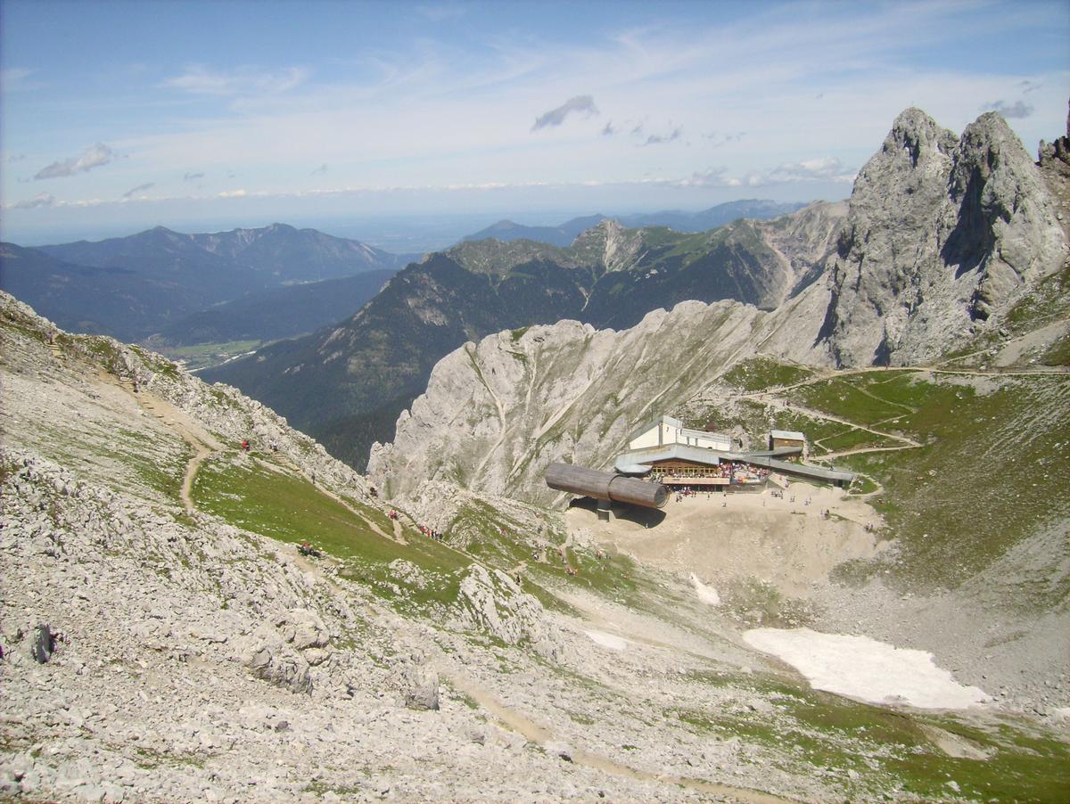 Top station of the Karwendelbahn, a cable car near Mittenwald, Bavaria, Germany 