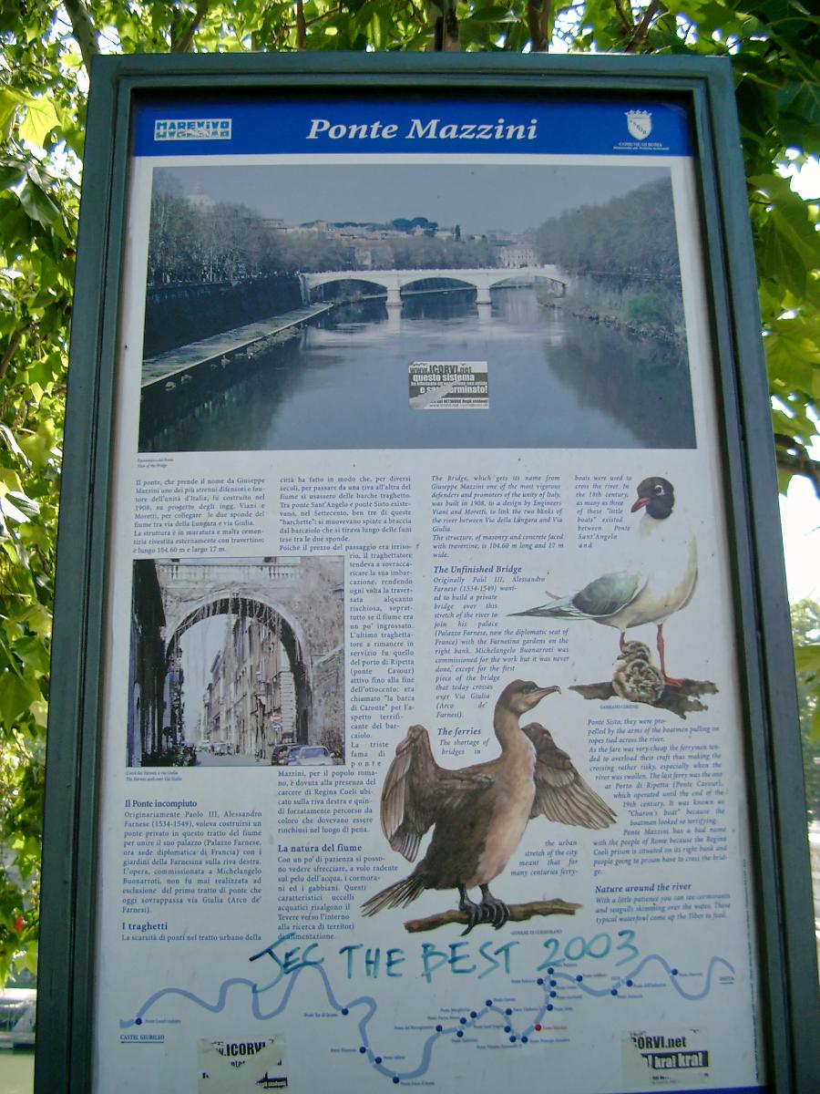 Ponte Mazzini, Rome.Information plaque 