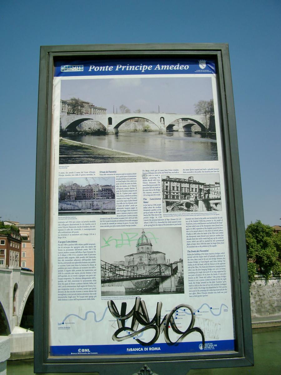 Ponte Principe Amedeo Savoia Aosta, Rome.Information plaque 