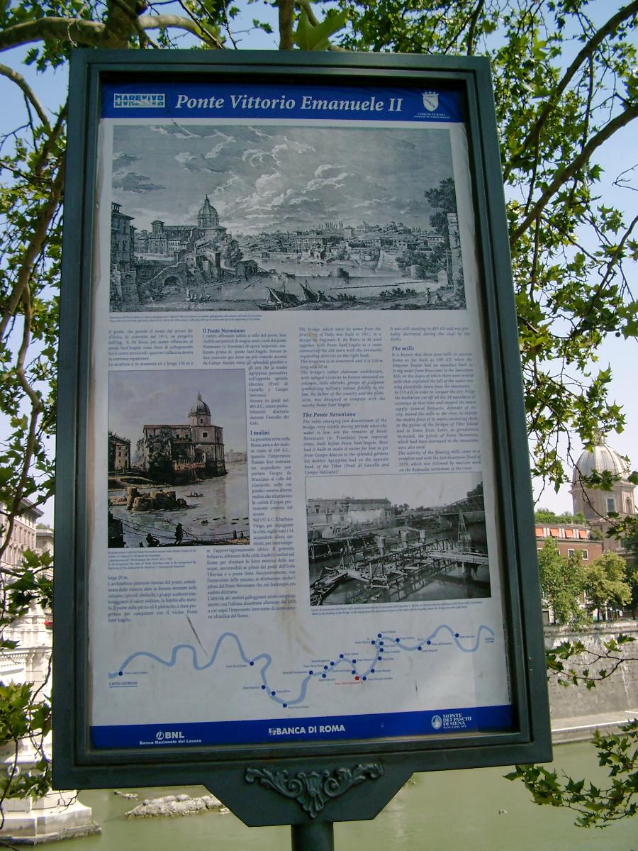 Ponte Vittorio Emmanuel II, Rome.Information plaque 