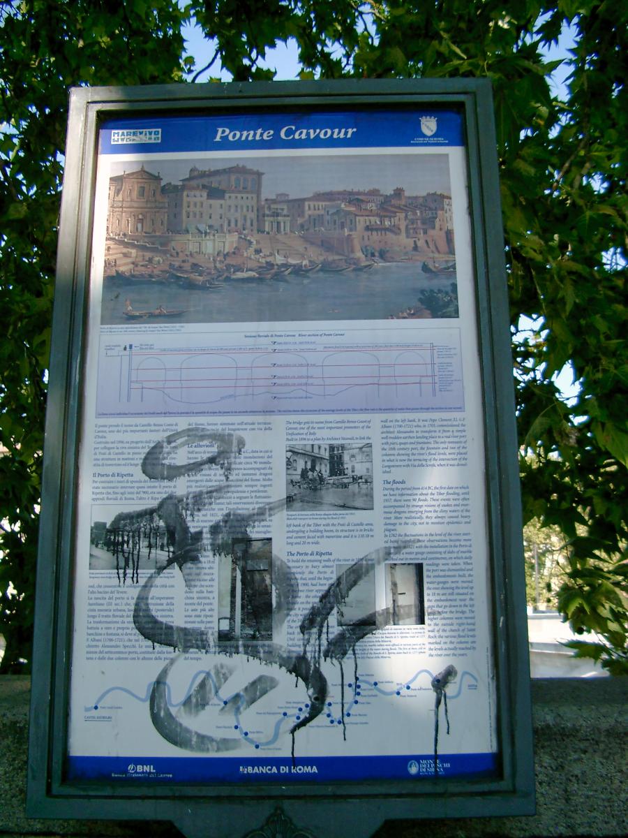 Ponte Cavour, Rome.Information plaque 