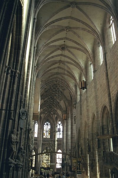 View down the main nave of Saint Lawrence Church, Nuremberg, Germany 