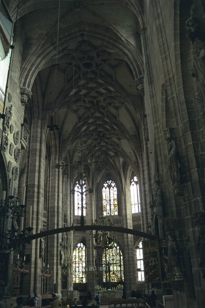 View down the choir and apse of Saint Lawrence Church, Nuremberg, Germany 