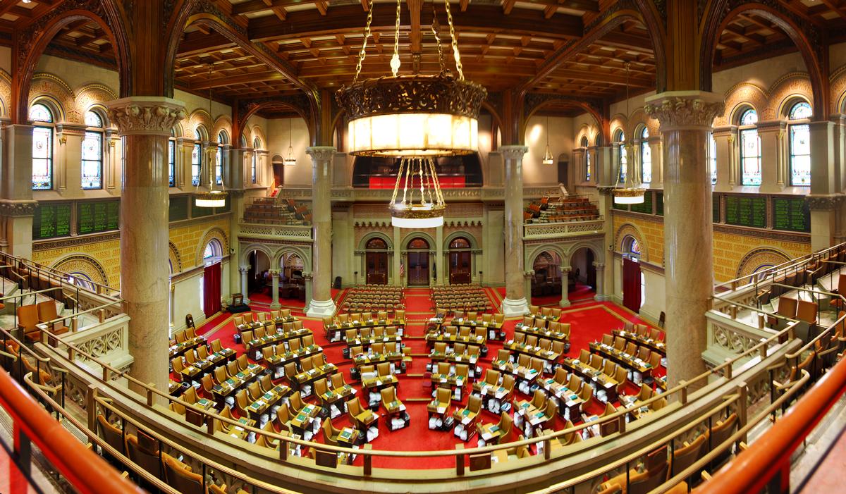 New York State Assembly Chamber of the New York State Assembly, the lower house of the New York State Legislature, located in the New York State Capitol in Albany, New York, United States.