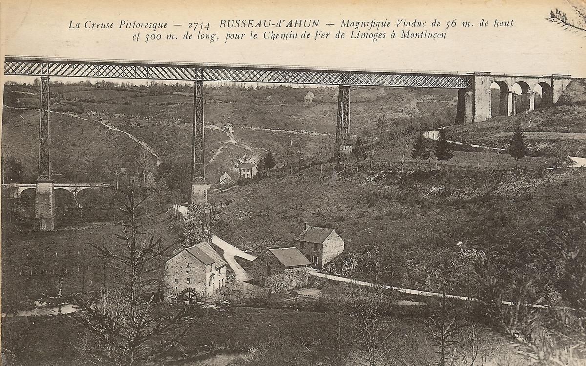 Le Creuse pittoresque - Busseau-d'Ahun - Magnifique Viaduc de 56 m de haut et 300 m de long, pour le chemin de fer de Limoges à Montluçon 