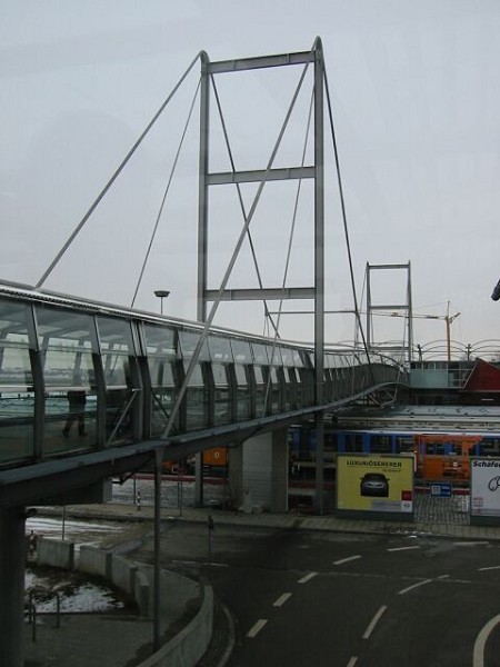 Pedestrian bridge at the Fröttmaning subway station in Munich 