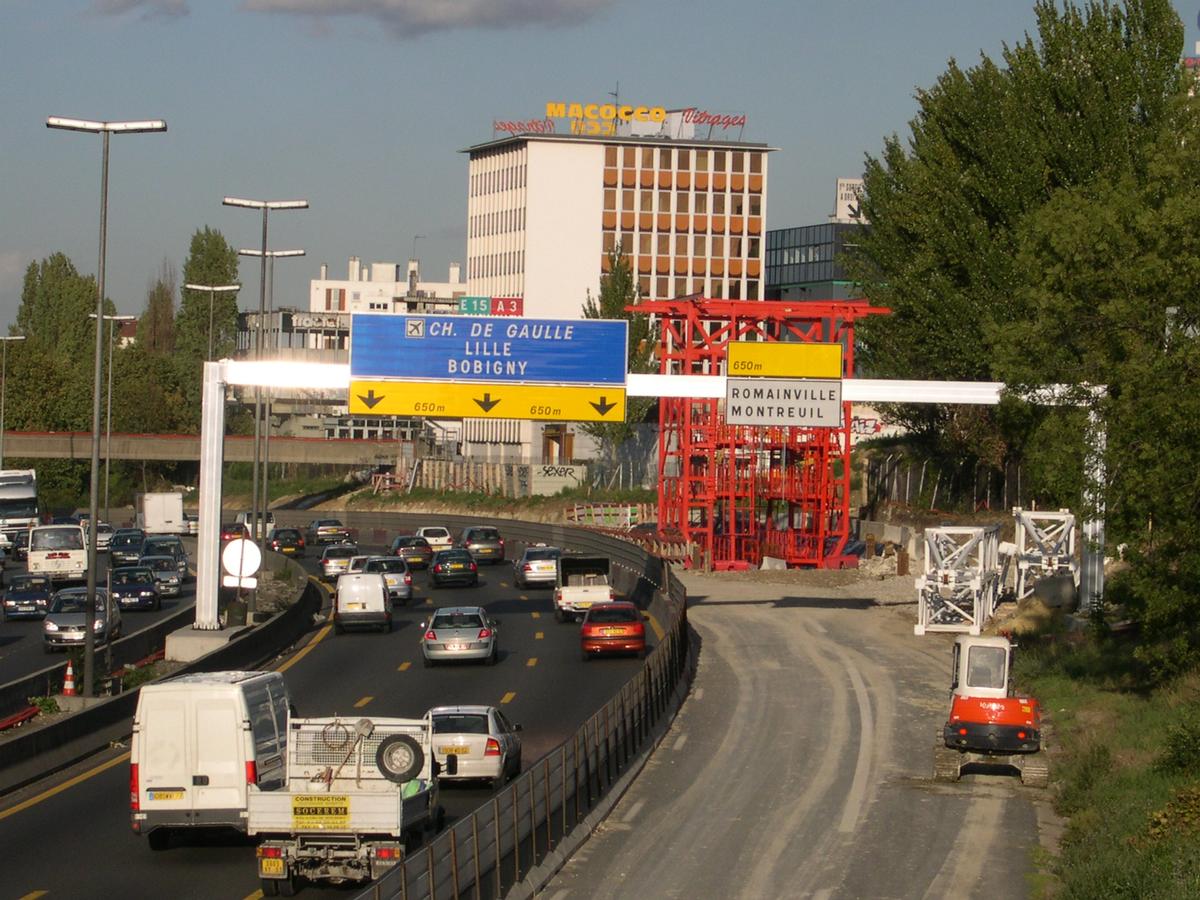 Preparatory works for the noise reduction gallery to be built on the Autoroute A3 at Bagnolet 