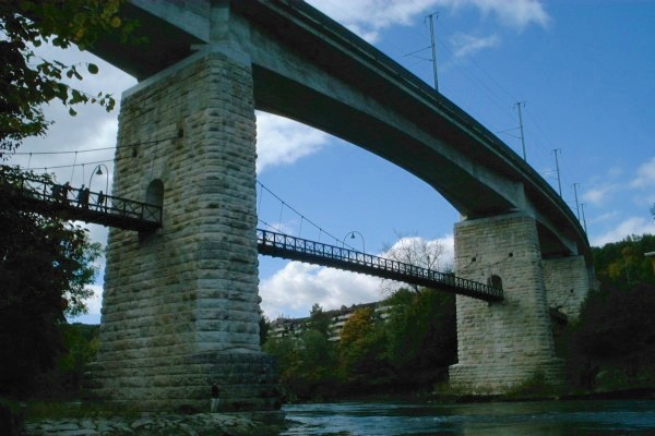 Aareviadukt Brugg and suspended footbridge 