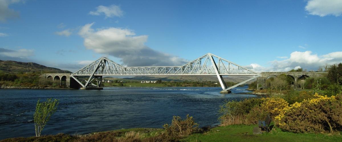 Connel Bridge over the Falls of Lora at the mouth of Loch Etive 