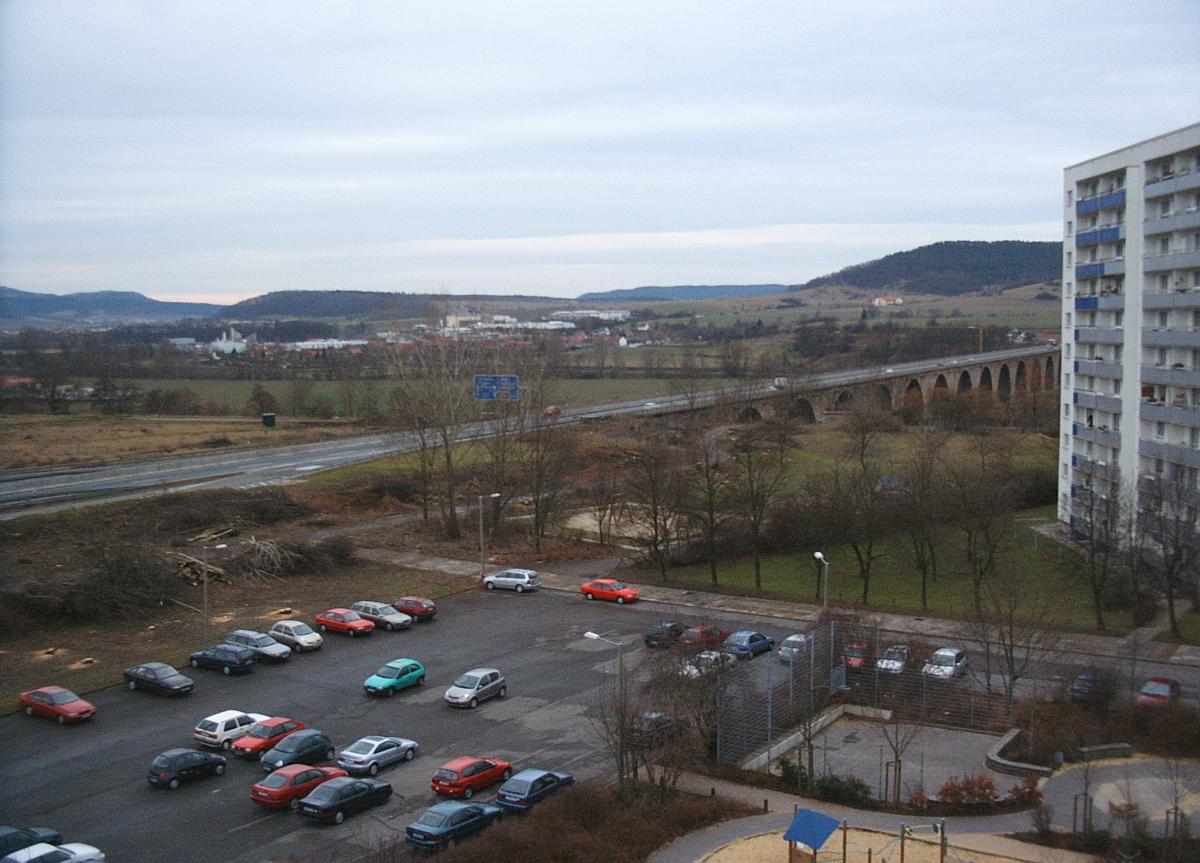 Saaletalbrücke, Jena. Blick von der Binswanger Straße 