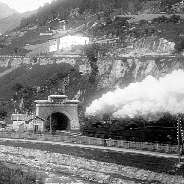 Tunnel de l'Arlberg. Vue stéréoscopique, vers 1890. 