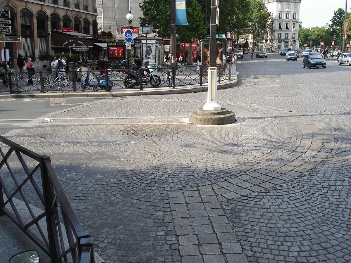 Place de la Bastille in ParisReste der Bastille am Boden markiert 