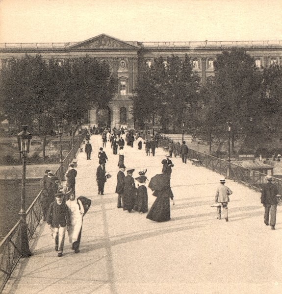 Pont des Arts. Stereoscopic view around 1900. 