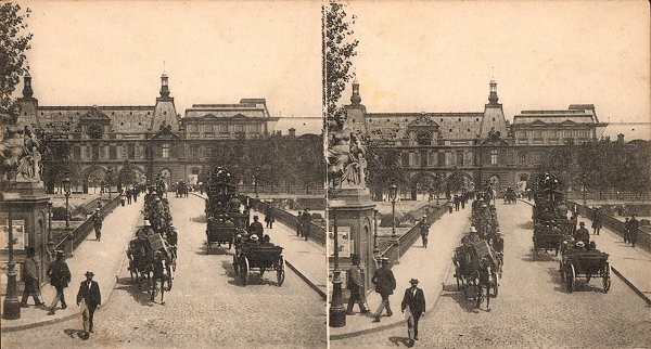 Carrousel Bridge, Paris. Stereoscopic view around 1900 