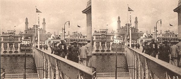 Exposition 1900: Pont d'Iéna. Palais du Trocadéro. Vue stéréoscopique. 