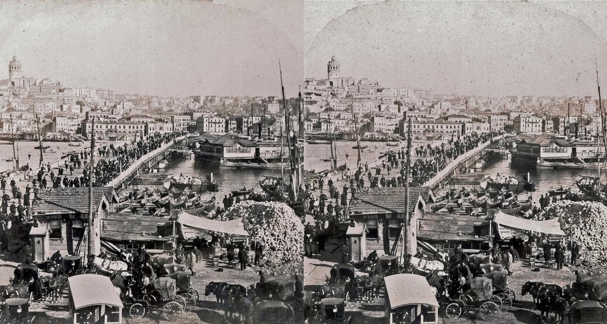 Galata-Brücke — Stereoskopische Ansicht um 1899 