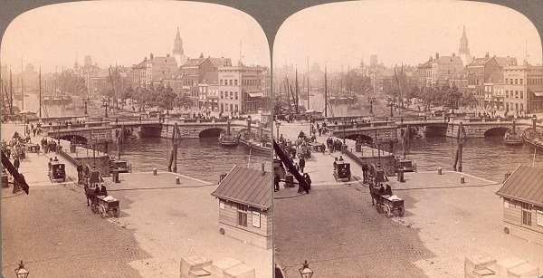 Leuvebrug, Rotterdam Stereoskopische Ansicht um 1900 