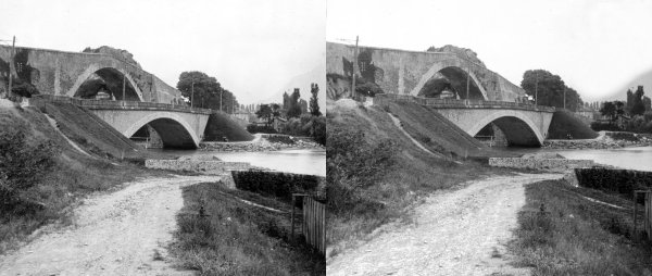 Bridges at Claix — Stereoscopic View around 1880. 