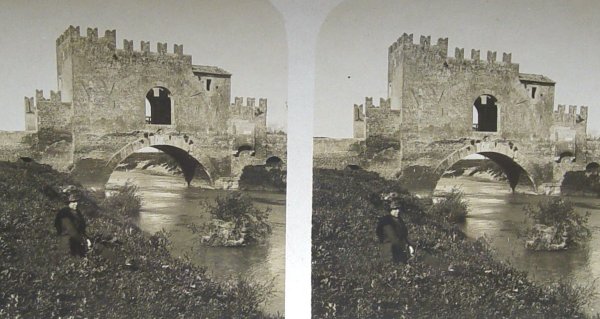 Ponte Nomentano, Rome. Vue stéréoscopique, vers 1900. 