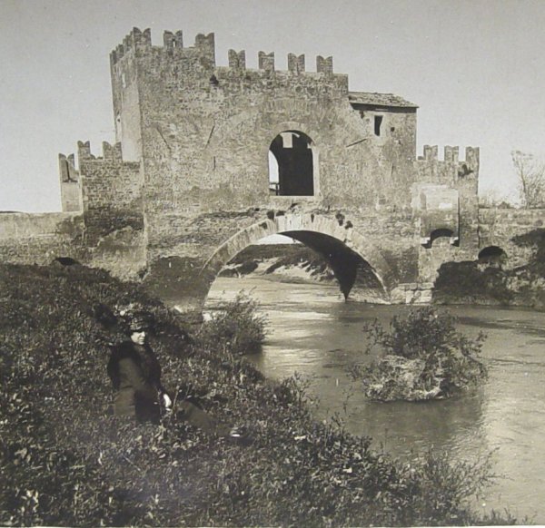 Ponte Nomentano, Rome. Stereographic view, around 1900. 