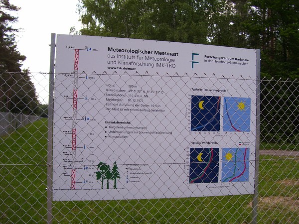 Meteorologischer Meßmast des Forschungszentrums Karlsuhe 