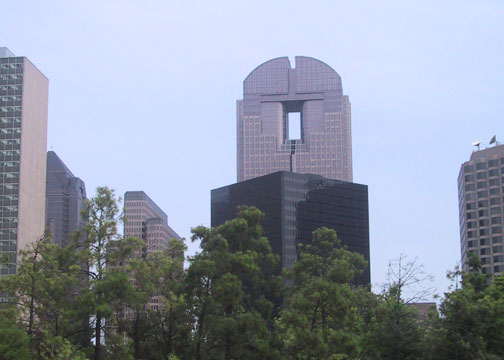 JP Morgan Chase Tower from SE, showing 'Keyhole.' 